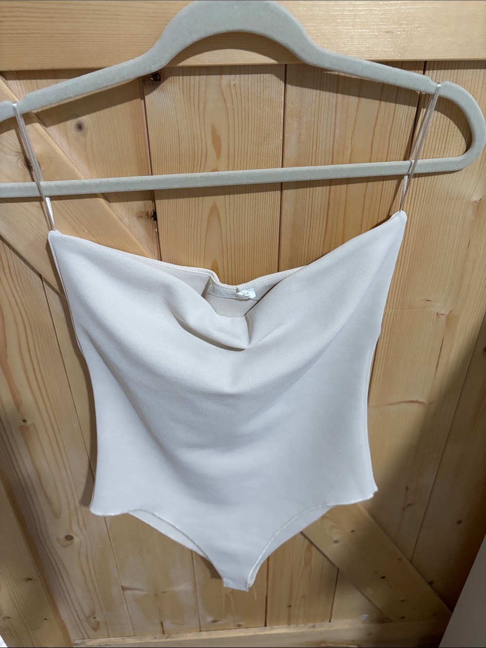 Zara Cream Straight Neck Bodysuit
